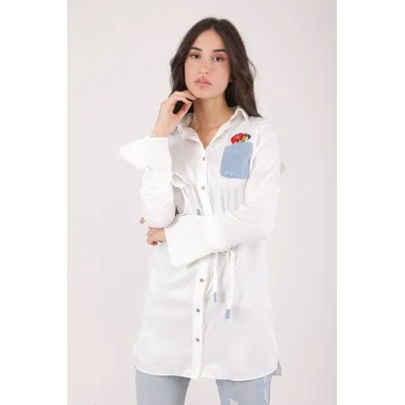 CHEMISE BLANCHE POCHE JEAN - MAZIJ