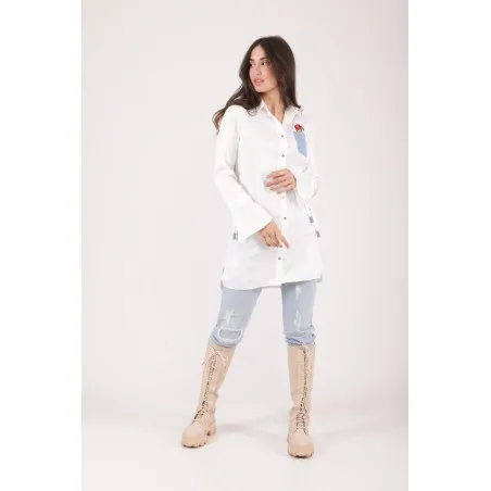 CHEMISE BLANCHE POCHE JEAN - MAZIJ