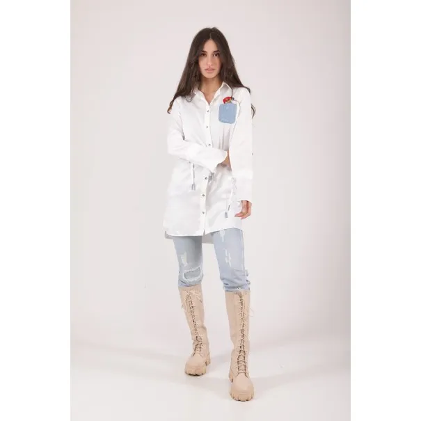 CHEMISE BLANCHE POCHE JEAN - MAZIJ