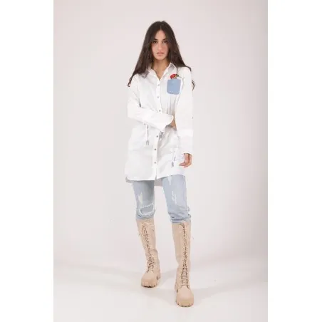 CHEMISE BLANCHE POCHE JEAN - MAZIJ