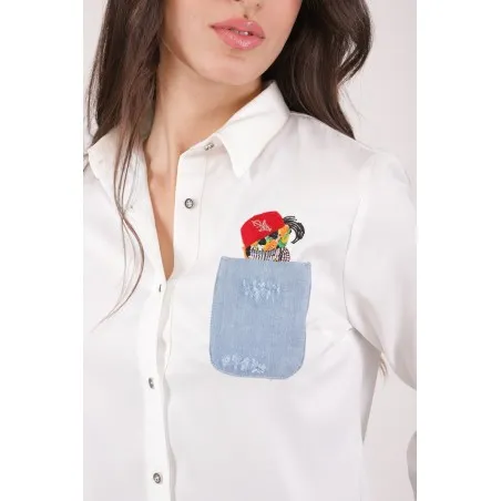 CHEMISE BLANCHE POCHE JEAN - MAZIJ