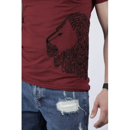 T-shirt bordeaux Lion - MAZIJ