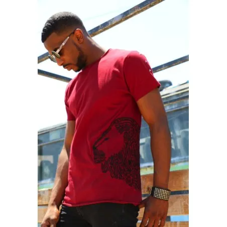 T-shirt bordeaux Lion - MAZIJ