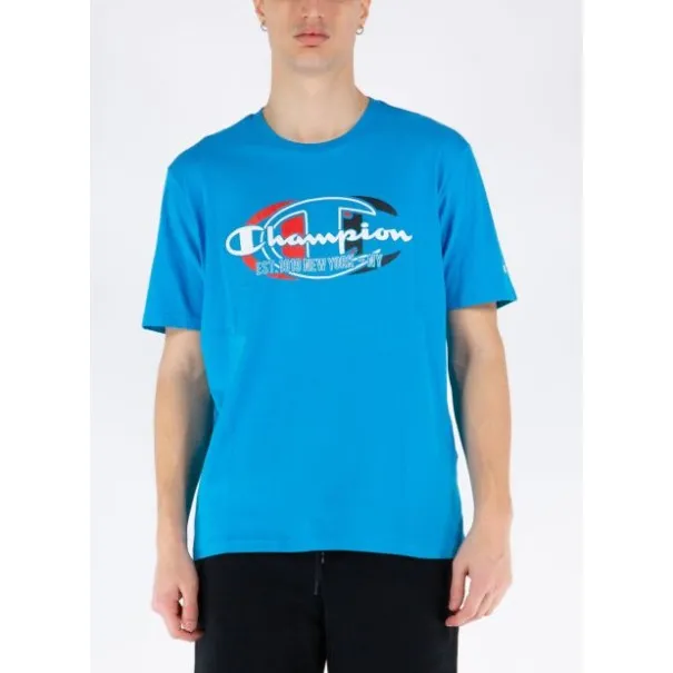 Champion – T-shirt à col rond universel avec logo Champion original – Bleu - CHAMPION