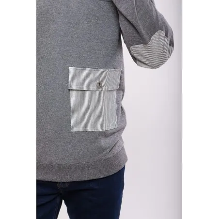 Pull Col Montant Gris - MAZIJ