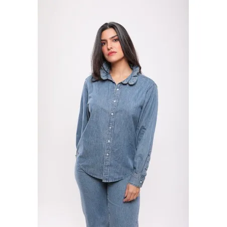 Chemise en Jean – Col Volanté - MAZIJ