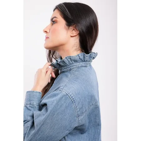Chemise en Jean – Col Volanté - MAZIJ