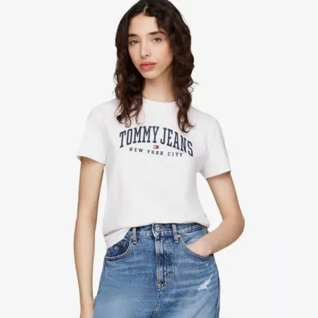 Tommy Jeans – T-shirt ras du cou avec logo universitaire – Blanc - TOMMY JEANS