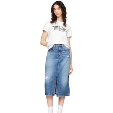 Tommy Jeans – T-shirt ras du cou avec logo universitaire – Blanc - TOMMY JEANS