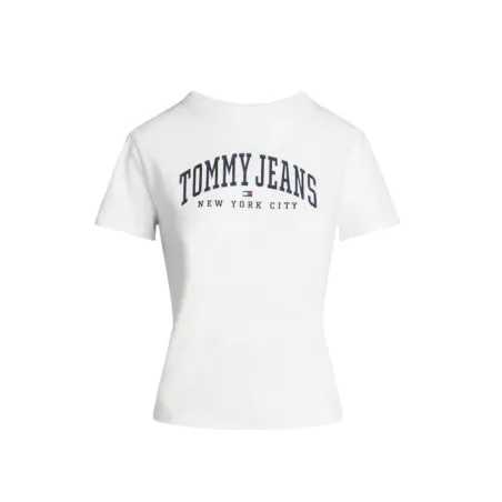 Tommy Jeans – T-shirt ras du cou avec logo universitaire – Blanc - TOMMY JEANS