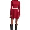 Tommy Jeans – Robe courte évasée à col Perkins – Rouge - TOMMY JEANS