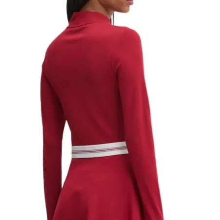 Tommy Jeans – Robe courte évasée à col Perkins – Rouge - TOMMY JEANS