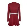 Tommy Jeans – Robe courte évasée à col Perkins – Rouge - TOMMY JEANS