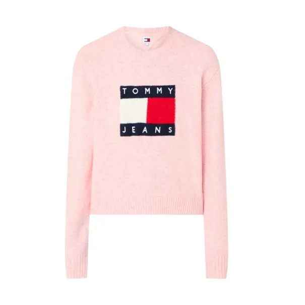 Tommy Jeans – Pull ras du cou en laine stretch Tommy Jeans coupe décontractée – Rose - TOMMY JEANS