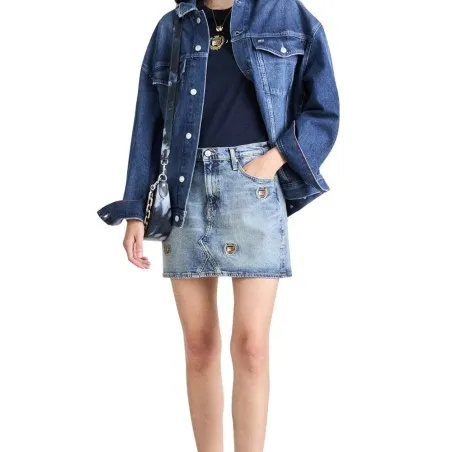 Tommy Jeans – Mini-jupe en jean taille mi-haute Izzie – denim moyen - TOMMY JEANS