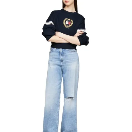 Tommy Jeans – Sweat-shirt Tommy Prep avec logo – Bleu foncé - TOMMY JEANS
