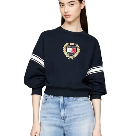 Tommy Jeans – Sweat-shirt Tommy Prep avec logo – Bleu foncé - TOMMY JEANS