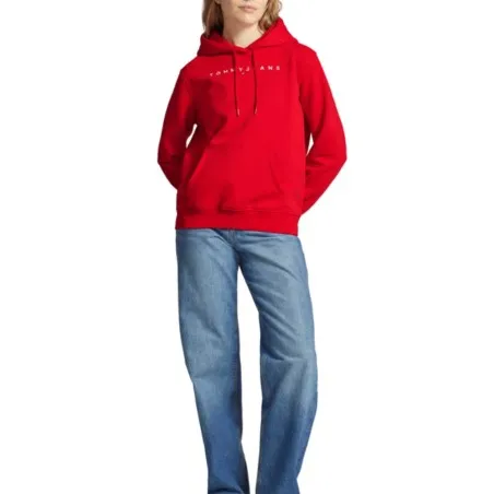 Tommy Jeans – Sweat à Capuche Rouge Femme Tommy Hilfiger Linear – Rouge - TOMMY JEANS