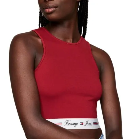 Tommy Jeans – Brassière découpée avec bande logo Tjw – Rouge - TOMMY JEANS