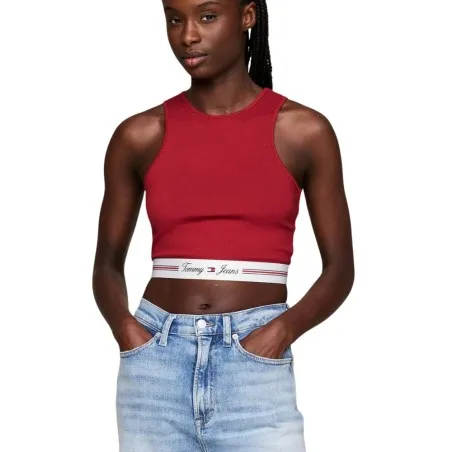 Tommy Jeans – Brassière découpée avec bande logo Tjw – Rouge - TOMMY JEANS