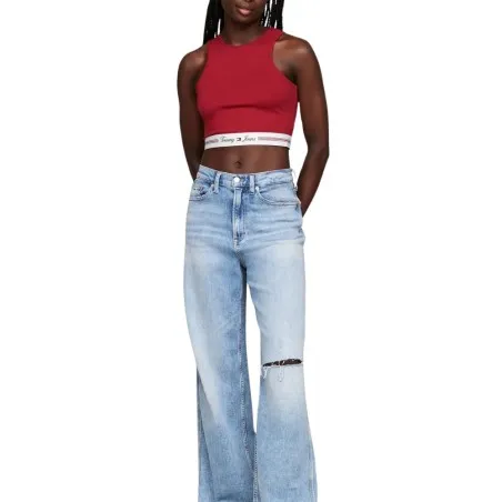 Tommy Jeans – Brassière découpée avec bande logo Tjw – Rouge - TOMMY JEANS
