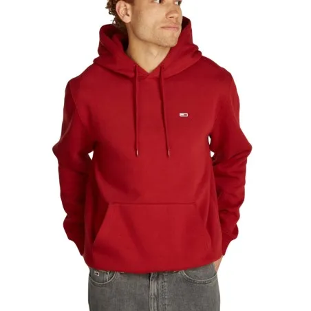 Tommy Jeans – Sweat à capuche uni avec logo – Rouge - TOMMY JEANS