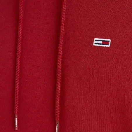 Tommy Jeans – Sweat à capuche uni avec logo – Rouge - TOMMY JEANS