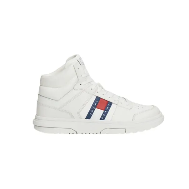 Tommy Jeans – Baskets mi-montantes The Brooklyn en cuir – Blanc - TOMMY JEANS