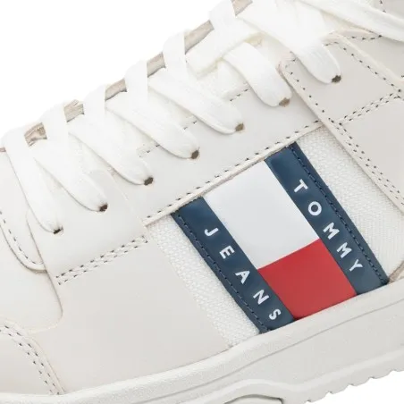 Tommy Jeans – Baskets mi-montantes The Brooklyn en cuir – Blanc - TOMMY JEANS