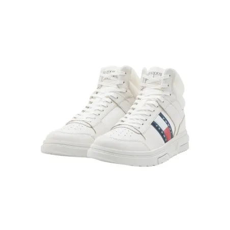 Tommy Jeans – Baskets mi-montantes The Brooklyn en cuir – Blanc - TOMMY JEANS