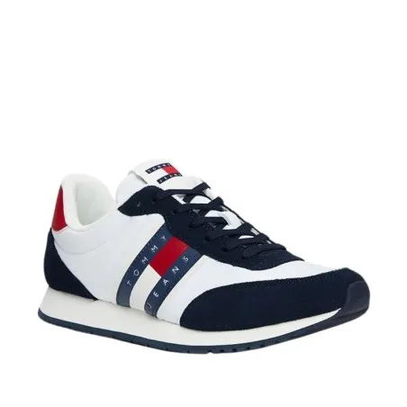 Tommy Jeans – Baskets à logo essentielles – Blanc Noir - TOMMY HILFIGER