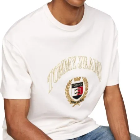 Tommy Jeans – T-shirt coupe régulière brodé Monotype – Blanc - TOMMY JEANS
