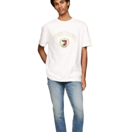 Tommy Jeans – T-shirt coupe régulière brodé Monotype – Blanc - TOMMY JEANS