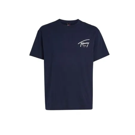 Tommy Jeans – T-shirt à col ras-du-cou et logo signature – Marine - TOMMY JEANS