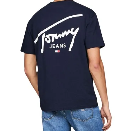 Tommy Jeans – T-shirt à col ras-du-cou et logo signature – Marine - TOMMY JEANS