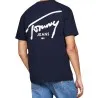 Tommy Jeans – T-shirt à col ras-du-cou et logo signature – Marine - TOMMY JEANS