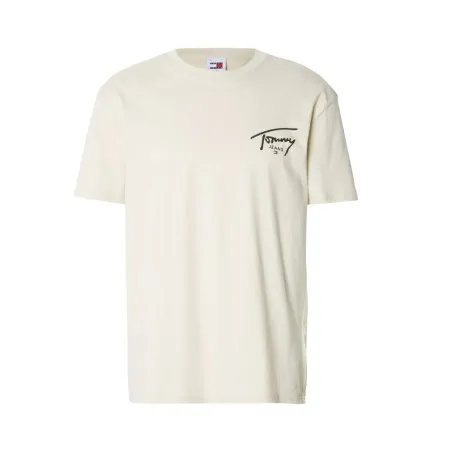 Tommy Jeans – T-shirt à col ras-du-cou et logo signature – Beige - TOMMY JEANS