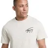 Tommy Jeans – T-shirt à col ras-du-cou et logo signature – Beige - TOMMY JEANS