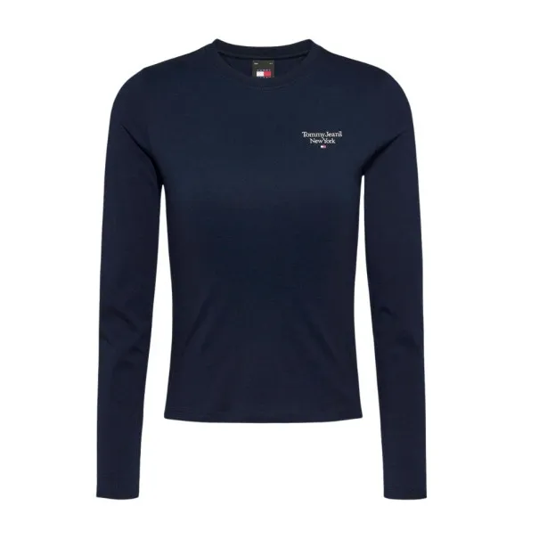 Tommy Jeans – Tommy Jeans TJW SLIM ESSENTIAL LOGO 2 LS EXT – Bleu Foncé - TOMMY JEANS