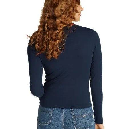 Tommy Jeans – Tommy Jeans TJW SLIM ESSENTIAL LOGO 2 LS EXT – Bleu Foncé - TOMMY JEANS