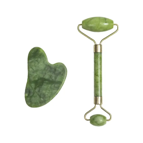Pierre de Jade – Rouleau Massage du Visage Pierre de Jade Vert & Planche de Guasha - PIERRE