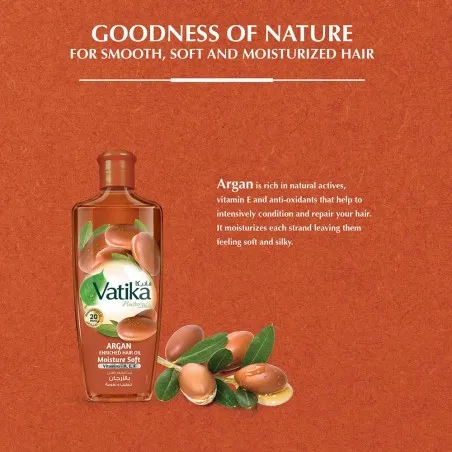 Vatika – Huile Capillaire Enrichie En Argan 200Ml - VATIKA