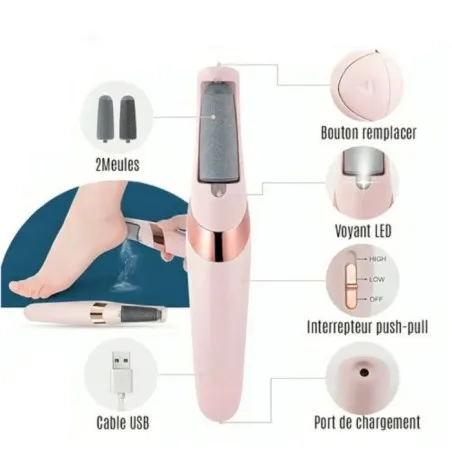 Nest – Lime À Pied Electrique Rechargeable Étanche Dissolvant De Callosités De Peau Morte - NEST