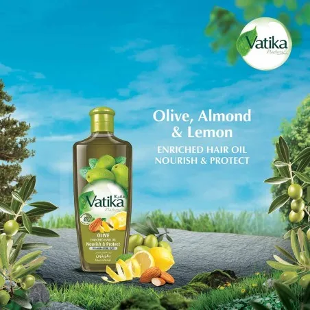 Vatika – Huile Capillaire Enrichie En Huile D’Olive & Amande Et Citron 200Ml - VATIKA