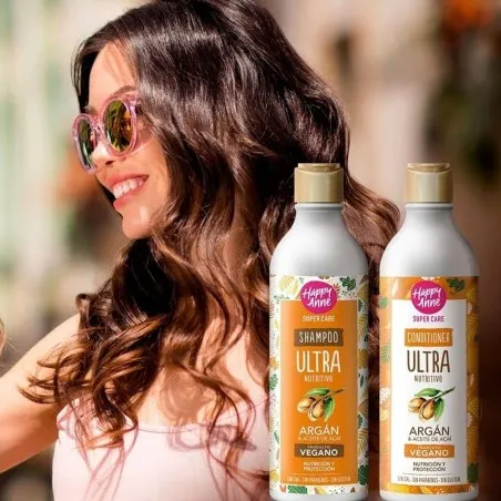 Happy Anne – Après Shampoing À L’Huile D’Argan Et D’Açaï Pour Cheveux Ternes Et Fragilisés 340Mml - HAPPY