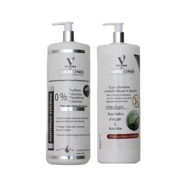 Victoria – Pack Diamond Shampoing 500Ml Et Après Shampoing 500Ml Tous Type De Cheveux - VICTORIA