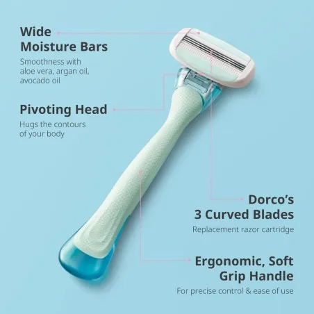 Dorco – Rasoir pour femme Dorco Eve 3 Manche + 2 lames de rechange - DORCO