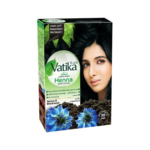 Vatika – Teinture Capillaire Au Henna N°1 Noir Naturel - VATIKA