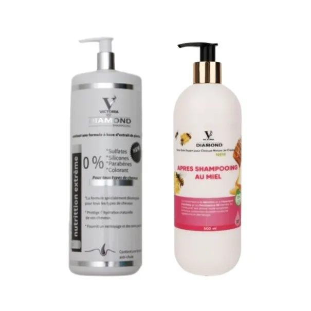 Victoria – Pack Diamant Shampooing 500Ml & Après Shampooing Miel 500Ml - VICTORIA