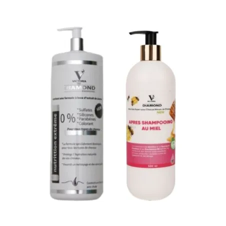 Victoria – Pack Diamant Shampooing 500Ml & Après Shampooing Miel 500Ml - VICTORIA